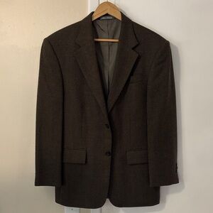 Oscar de la Renta Blazer 100% Wool Suit Jacket Mens 40 S Dark Brown